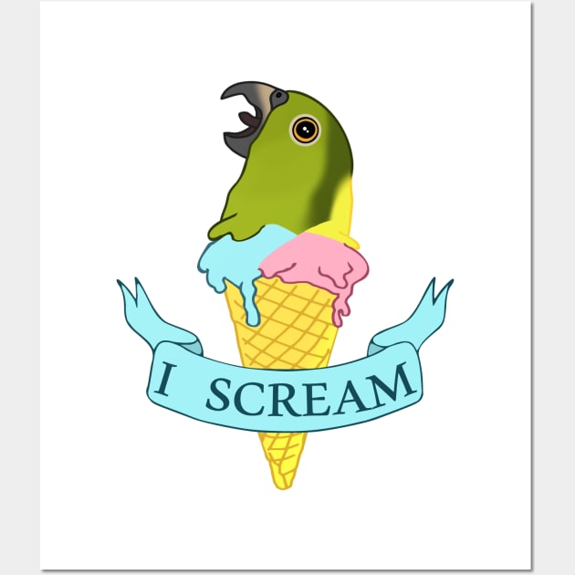 Ice Cream I Scream Yellow Naped Amazon Parrot Wall Art by FandomizedRose